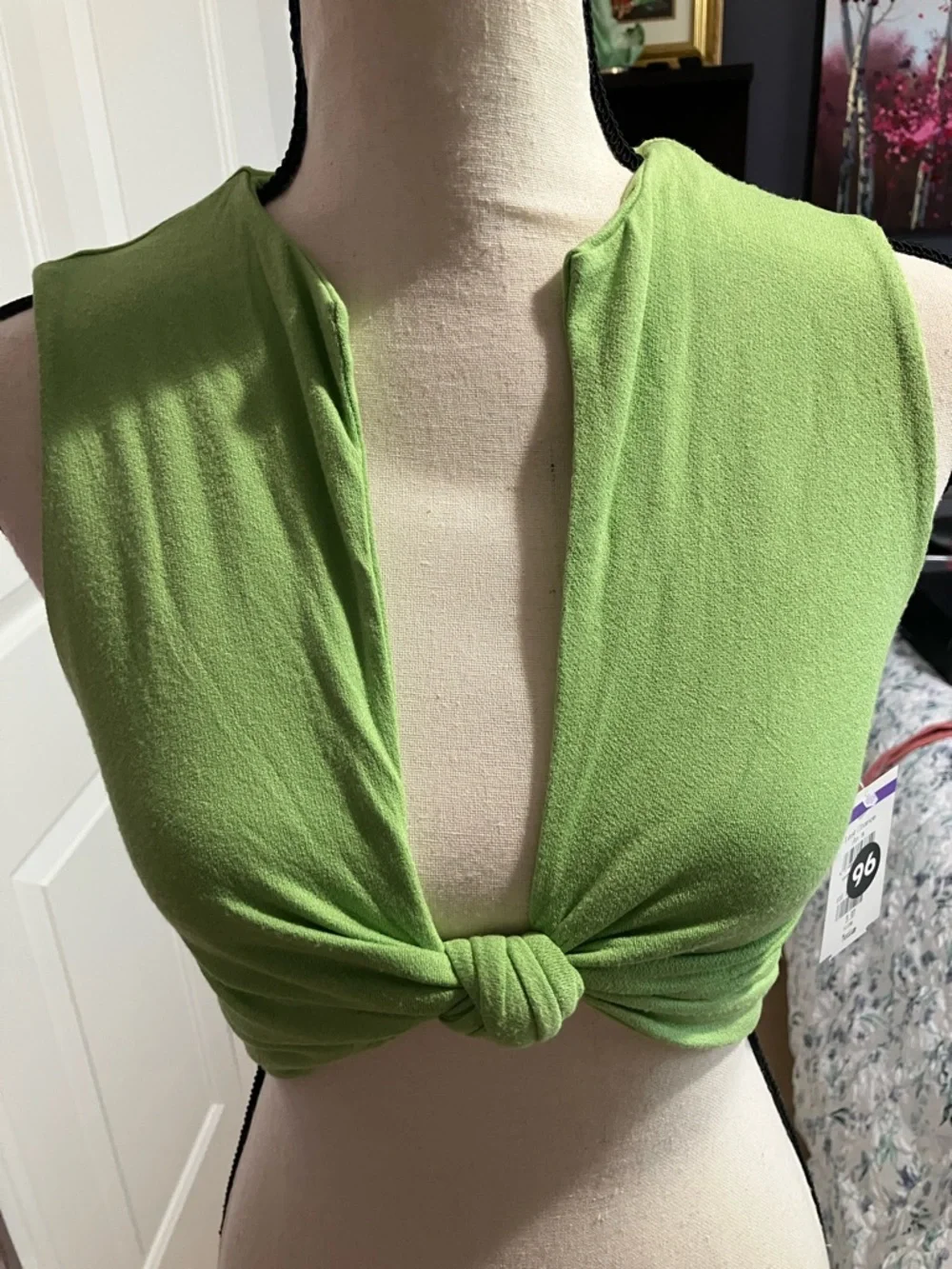 naked wardrobe Lime Knot-Front Sleeveless Crop Top - Picture 3 of 3